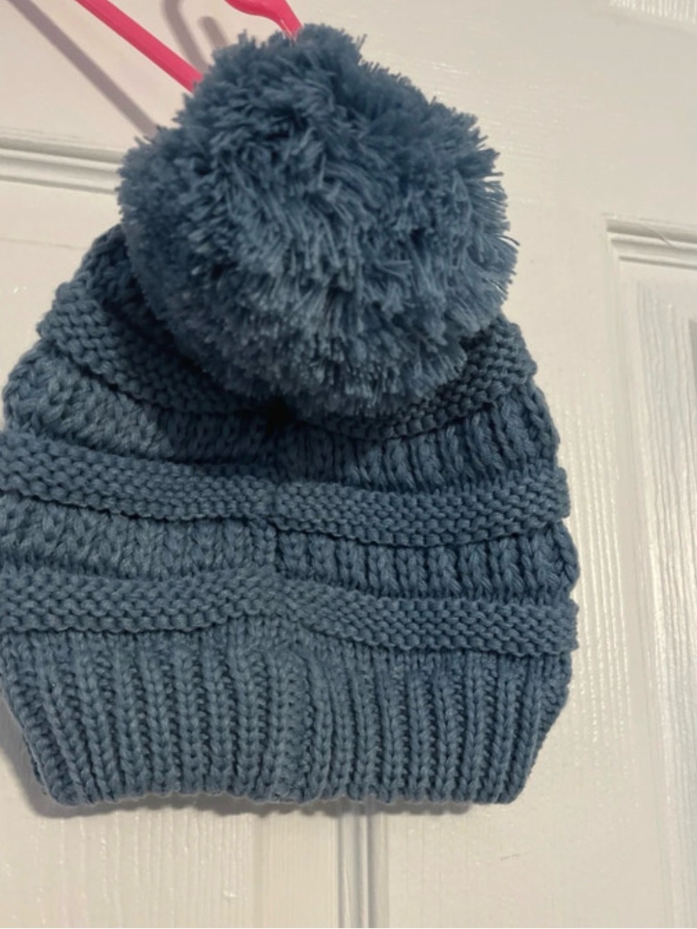 Light Blue Knit Pom Beanie - Picture 2 of 4